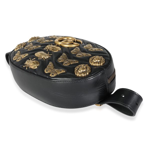 Gucci Black Matelassé Marmont Animal Studs Belt Bag - Picture 5 of 6